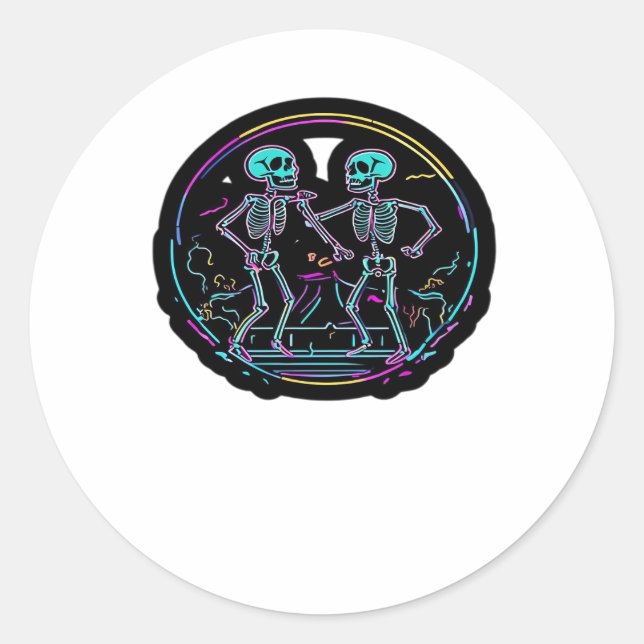 Sticker Rond Jusqu'à la mort Faites-nous la fête Skeleton Dance (Devant)
