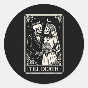 Sticker Rond Jusqu'à la mort squelette Amour couples gothique m