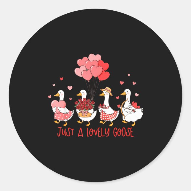 Sticker Rond Just A Cute Goose Funny Valentines Shirt For Women (Devant)