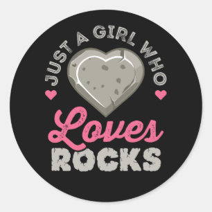 Sticker Rond Just a Girl Who Loks Geology Rock Collector