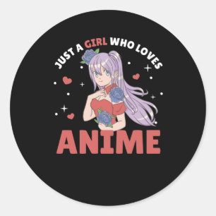 Sticker Rond Just A Girl Who Loves Anime Manga Drawing Heart