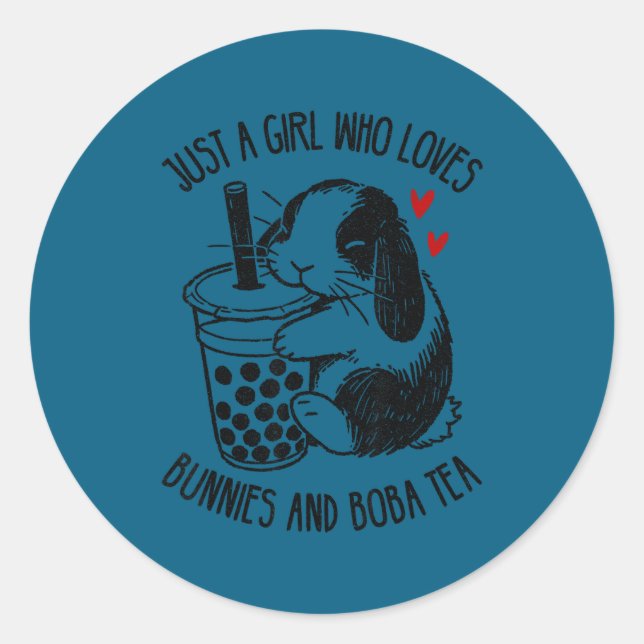 Sticker Rond Just A Girl Who Loves Bunnies And Boba Tea Holland (Devant)