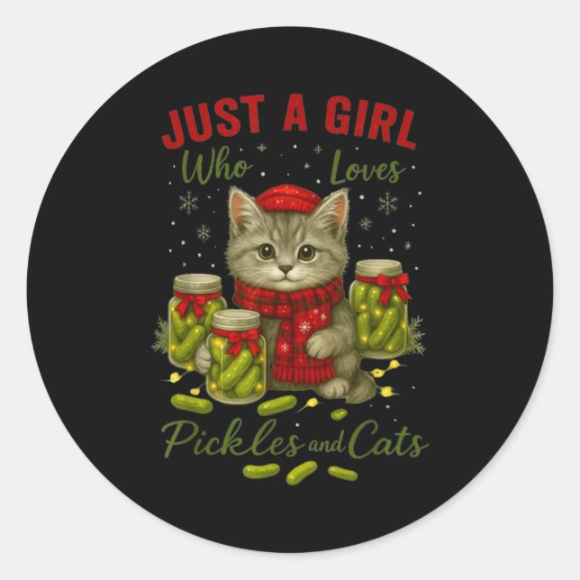 Sticker Rond Just A Girl Who Loves Ckles And Cats Christmas  (Devant)
