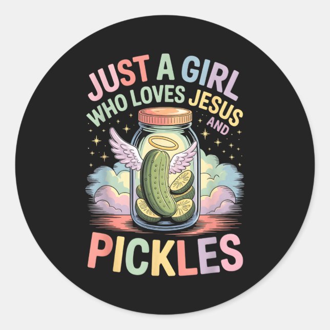 Sticker Rond Just A Girl Who Loves Jesus And Ckles Funny Design (Devant)