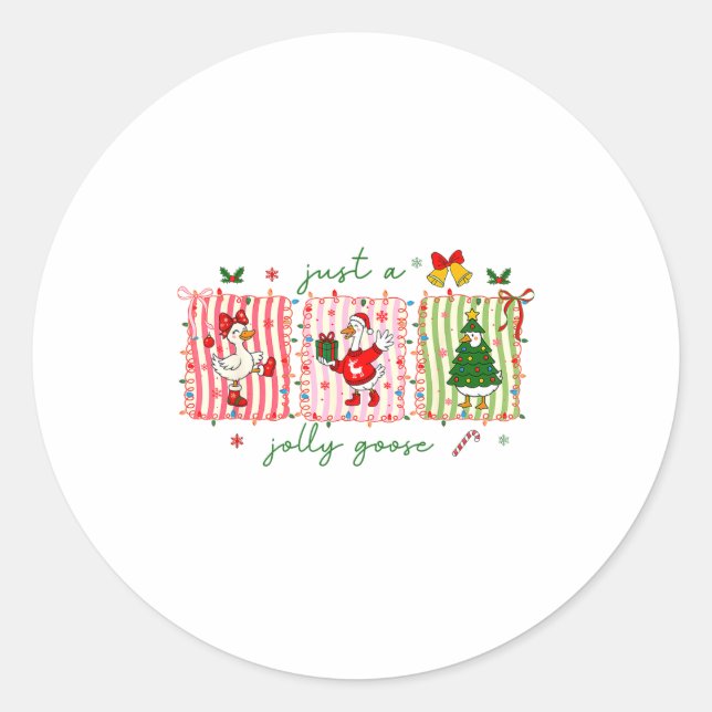 Sticker Rond Just A Jolly Goose Christmas Lights Ne Bow Coquett (Devant)