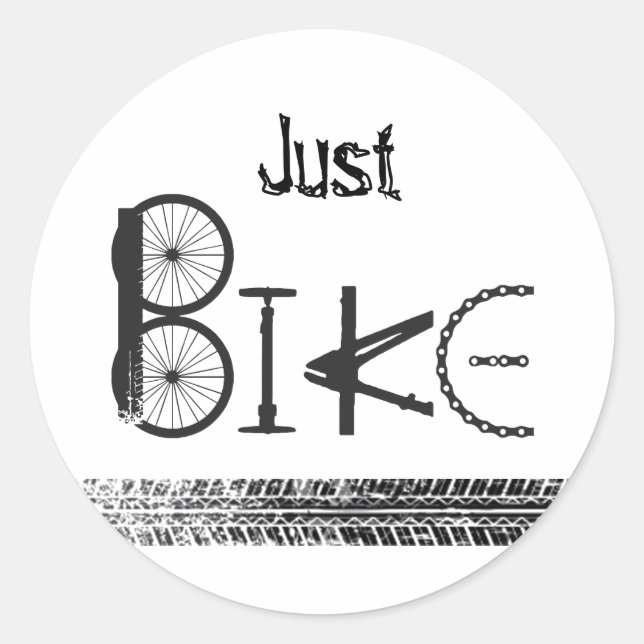 Sticker Rond "Just Bike" Graffiti from Bike Parts & Tire Tracks (Devant)