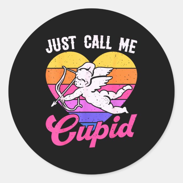 Sticker Rond Just Call Me Cud Valentine Cute Arrow Heart Couple (Devant)