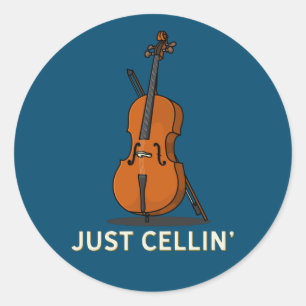 Sticker Rond Just Cellin Cello Print