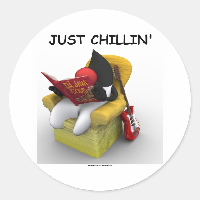 Sticker Rond Just Chillin' (Java Duke Mascot Character) (Devant)