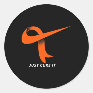 Sticker Rond Just Cure It Orange Ribbon Leukemia Awareness 