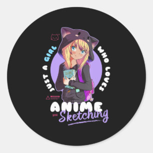 Sticker Rond Just Girl Love Anime Sketching Ramen Manga Otaku