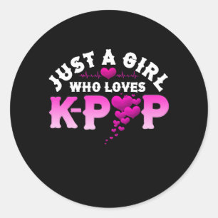 Sticker Rond Just Girl Who Loves K-pop Finger Heart