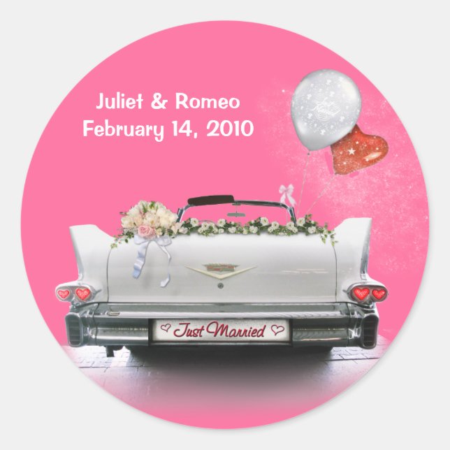 Sticker Rond Just Married (personnalisable) (Devant)