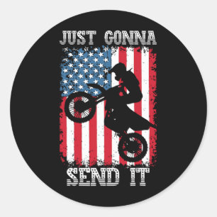 Sticker Rond Juste Allons L'Envoyer Patriote Motocross Dirt Bik