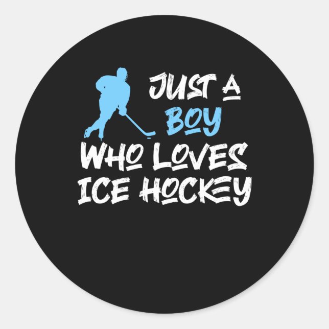 Sticker Rond juste boy who loce hockey (Devant)