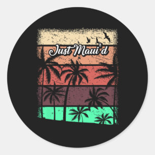 Sticker Rond Juste Chemise Maui - Hawaii Hawaii lune de miel ca