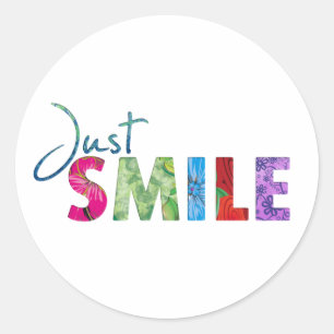 Sticker Rond Juste citation heureuse 01 de sourire