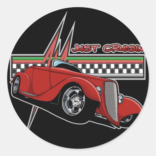 Sticker Rond Juste Cruisin Hot Rod (Devant)