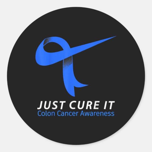 Sticker Rond Juste Cure It Blue Ribbon Warrier Colon Cancer Awa (Devant)