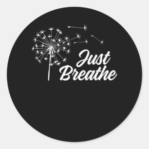 Sticker Rond Juste Dandelion Respire Fleur Yoga Méditation Cade