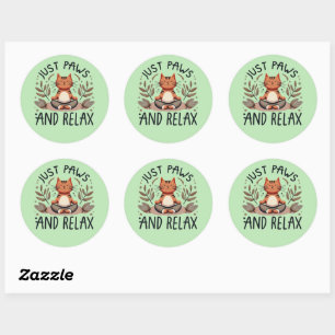 Sticker Rond Juste des pattes et relaxer Yoga Cat