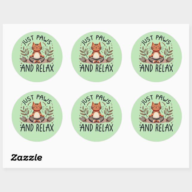 Sticker Rond Juste des pattes et relaxer Yoga Cat (Feuille)