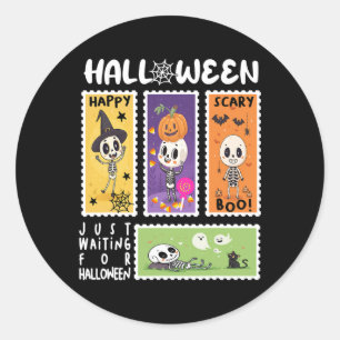 Sticker Rond Juste En Attente D'Halloween Pour Enfants Fille S