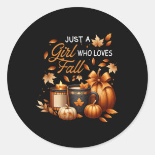 Sticker Rond Juste Fille Qui Aime Tomber Citrouille Confortable