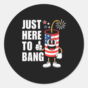 Sticker Rond Juste ici pour exploser drôle de fusée de feu d'ar