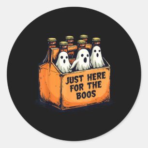 Sticker Rond Juste ici pour les huées Funny Halloween Ghost Bee