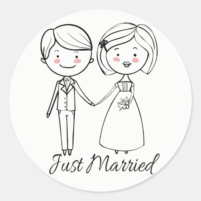 Sticker Rond Juste Marié Mariage noir et blanc marié (Devant)