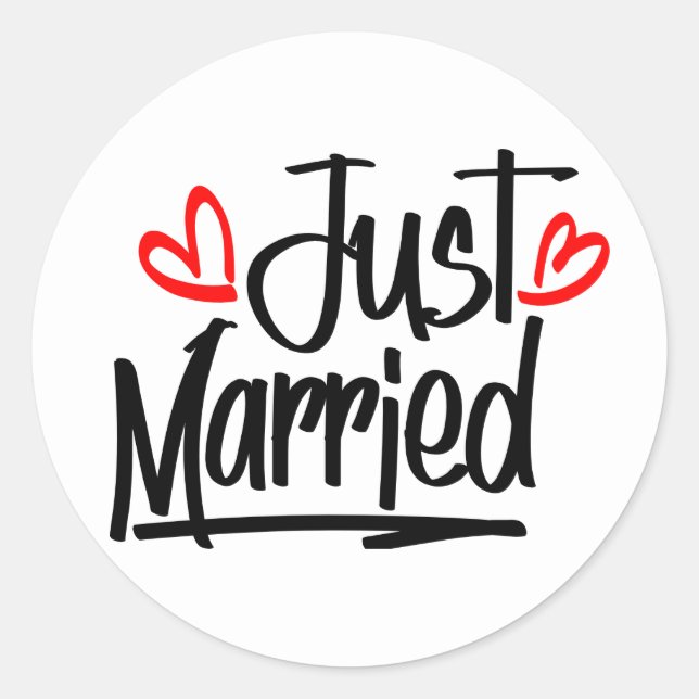 Sticker Rond Juste Marié Noir Et Blanc Mariage Faire-part (Devant)