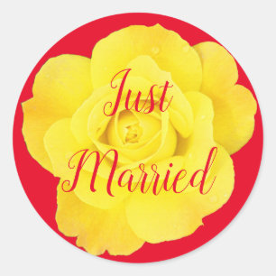 Sticker Rond Juste marié Nouveau marié Mariage Rose jaune color
