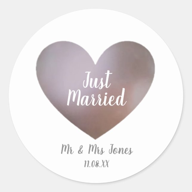 Sticker Rond Juste marié perle et coeur pourpre (Devant)