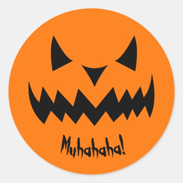 Sticker Rond Juste Tricks mal sourire Citrouille Halloween (Devant)