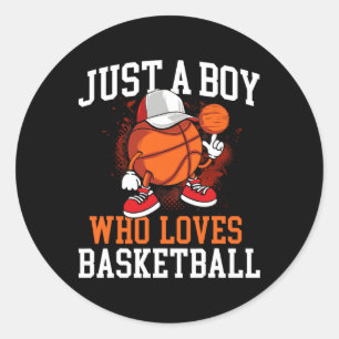 Sticker Rond Juste Un Garçon Qui Aime Bysketbyll - Joueur Hoops