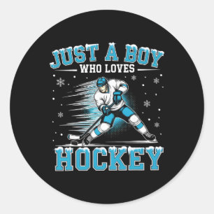 Sticker Rond Juste un garçon qui aime joueur de hockey sur glac
