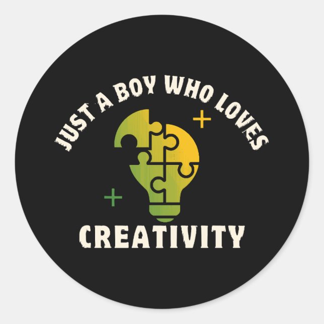 Sticker Rond juste un garçon qui aime la créativité (Devant)
