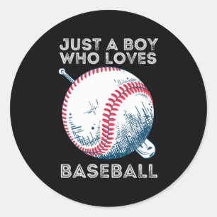 Sticker Rond Juste un garçon qui aime le baseball