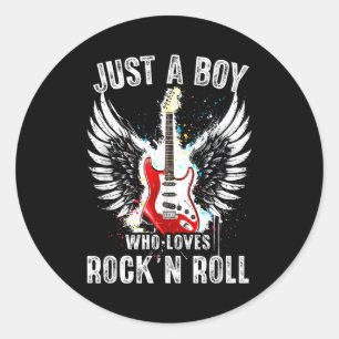 Sticker Rond Juste un garçon qui aime le groupe de rock guitare