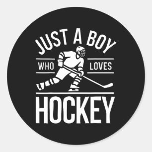 Sticker Rond Juste un garçon qui aime le hockey
