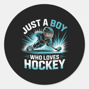 Sticker Rond Juste un garçon qui aime le hockey _2 