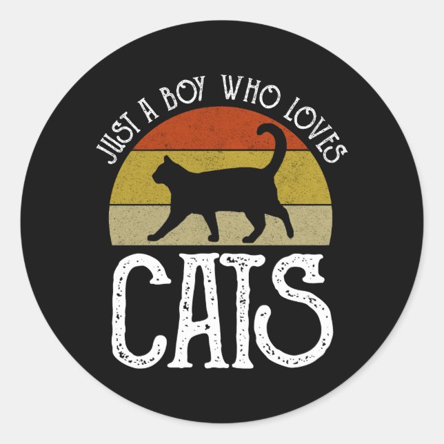 Sticker Rond Juste un garçon qui aime les chats (Devant)