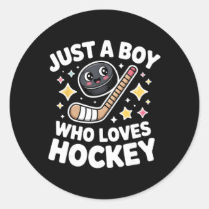 Sticker Rond Juste un garçon qui aime les enfants de hockey Mig