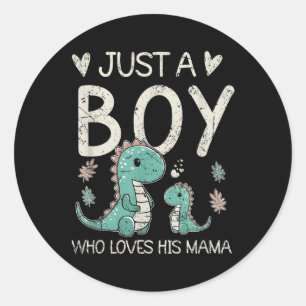 Sticker Rond Juste Un Garçon Qui Aime Sa Maman, Maman Et Match