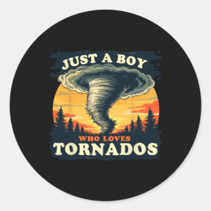 Sticker Rond Juste Un Garçon Qui Aime Tornados Météorologie Tem
