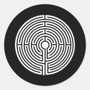 Sticker Rond Juste un labyrinthe en noir