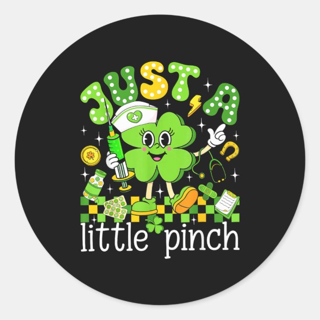 Sticker Rond Juste un peu de trèfle Nurse Saint-Patrick (Devant)