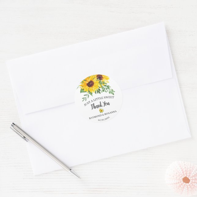 Sticker Rond Juste un peu doux Treat Sunflowers Mariage Faveur (Enveloppe)