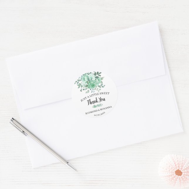 Sticker Rond Juste un peu douxTraiter GreenRoses mariage Faveur (Enveloppe)
